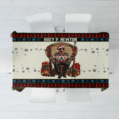 Huey P. Newton Black Panther Christmas Tablecloth Black History Iconic Leader Ugly Holiday