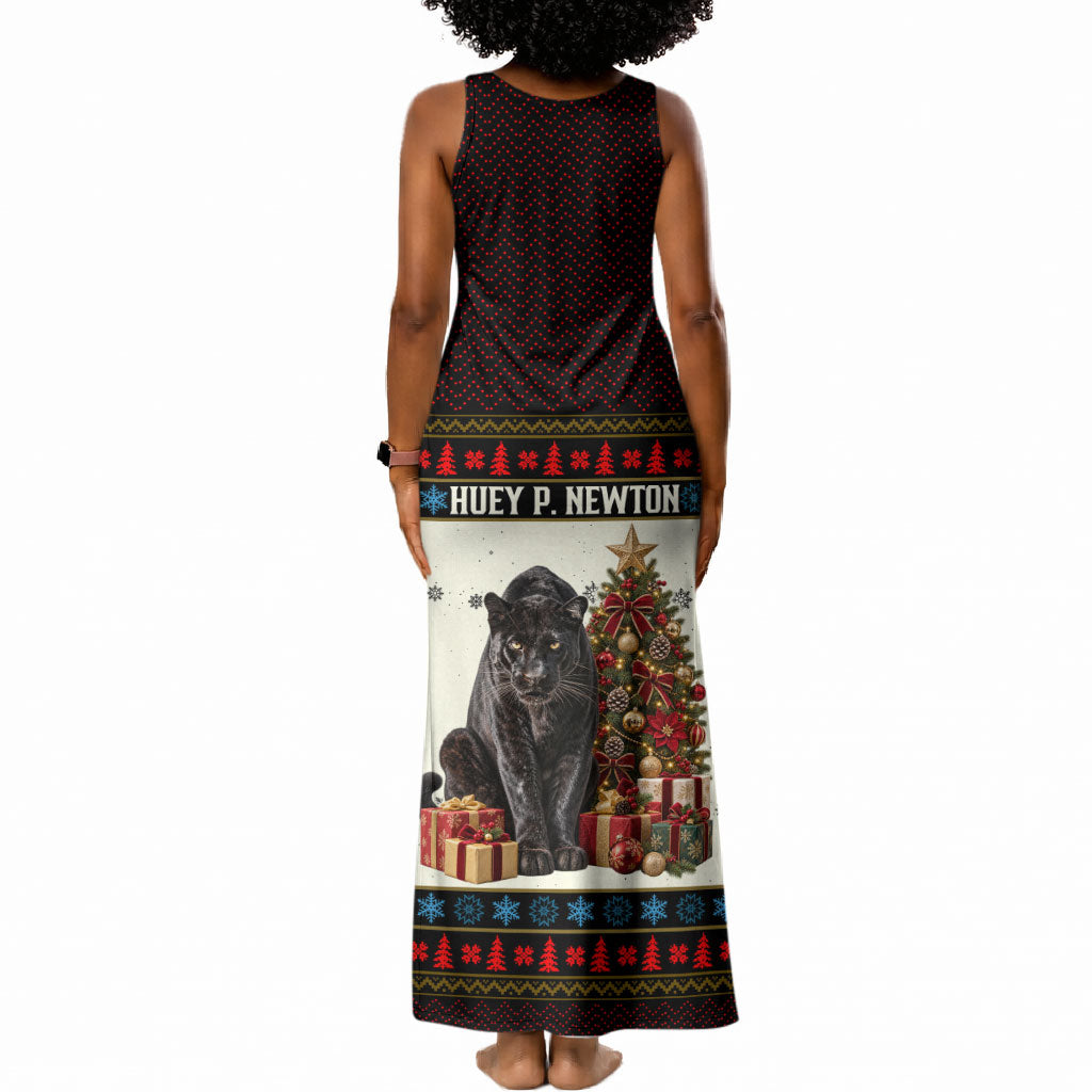 Huey P. Newton Black Panther Christmas Tank Maxi Dress Black History Iconic Leader Ugly Holiday