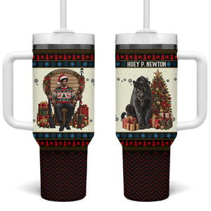 Huey P. Newton Black Panther Christmas Tumbler With Handle Black History Iconic Leader Ugly Holiday