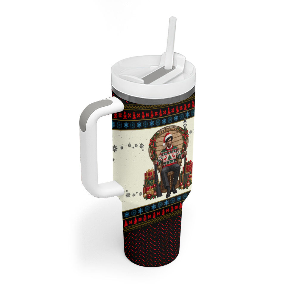 Huey P. Newton Black Panther Christmas Tumbler With Handle Black History Iconic Leader Ugly Holiday