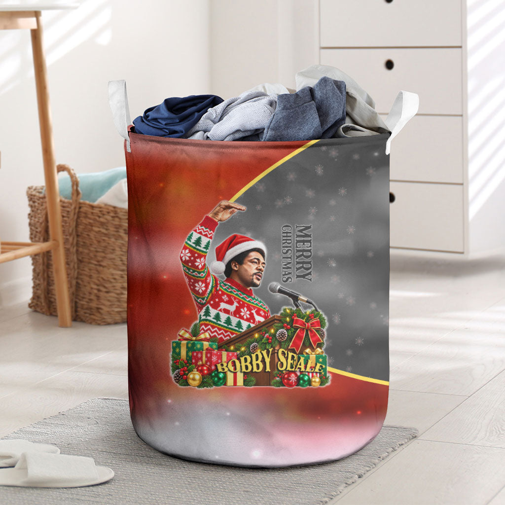 Bobby Seale Merry Christmas Laundry Basket Civil Rights Activist Festive Winter Holiday Art