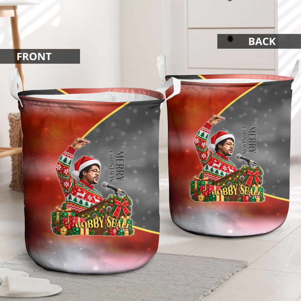 Bobby Seale Merry Christmas Laundry Basket Civil Rights Activist Festive Winter Holiday Art