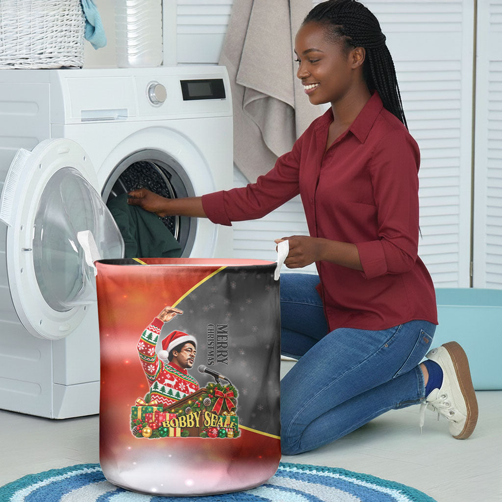 Bobby Seale Merry Christmas Laundry Basket Civil Rights Activist Festive Winter Holiday Art