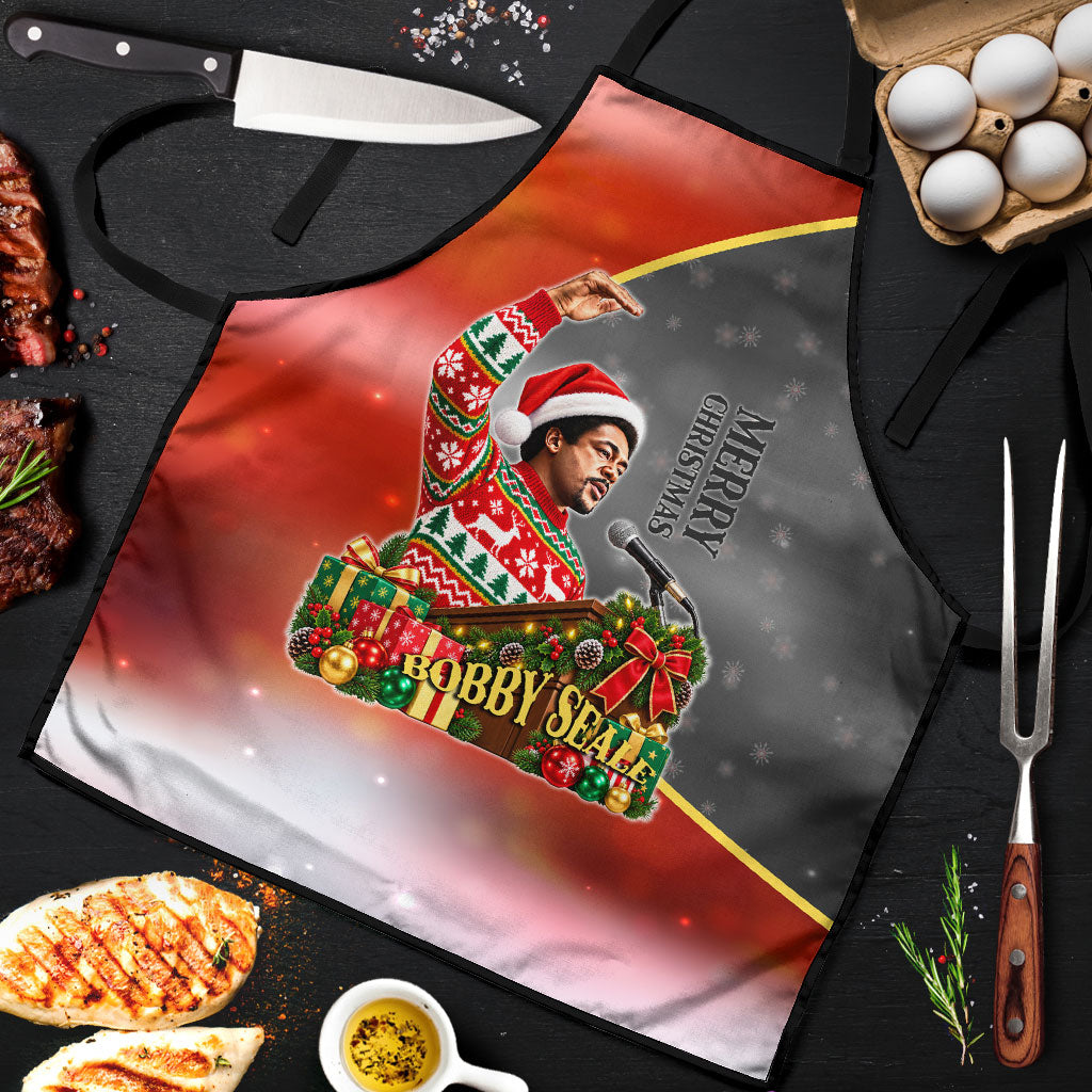 Bobby Seale Merry Christmas Apron Civil Rights Activist Festive Winter Holiday Art