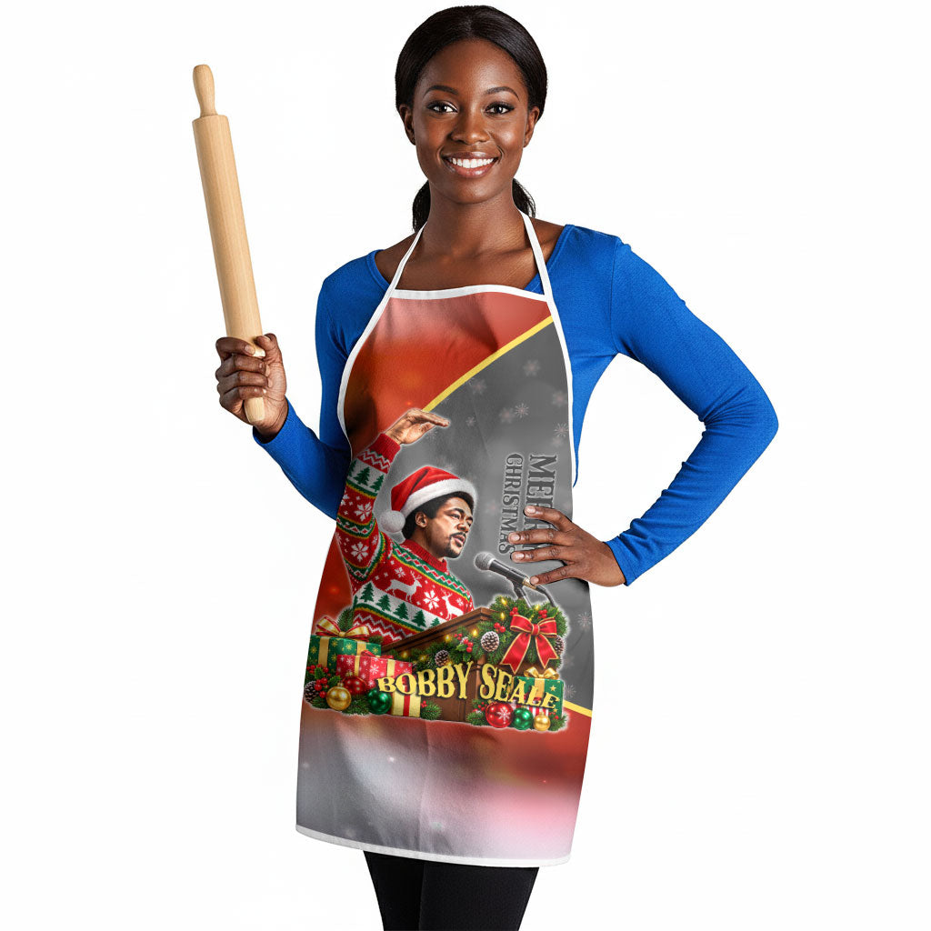 Bobby Seale Merry Christmas Apron Civil Rights Activist Festive Winter Holiday Art