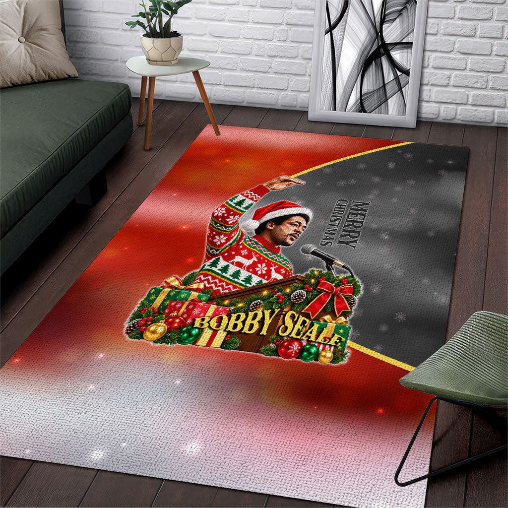 Bobby Seale Merry Christmas Area Rug Civil Rights Activist Festive Winter Holiday Art