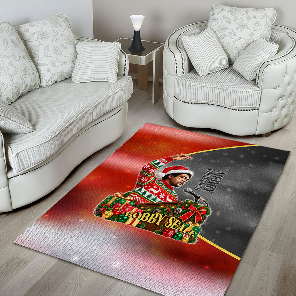 Bobby Seale Merry Christmas Area Rug Civil Rights Activist Festive Winter Holiday Art