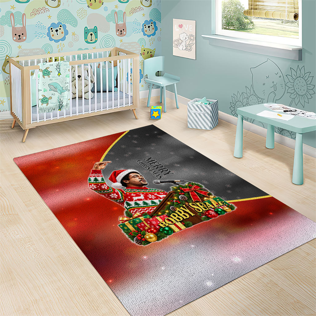 Bobby Seale Merry Christmas Area Rug Civil Rights Activist Festive Winter Holiday Art