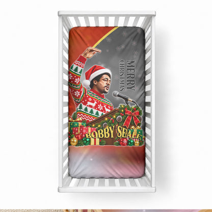 Bobby Seale Merry Christmas Baby Bed Cover Civil Rights Activist Festive Winter Holiday Art