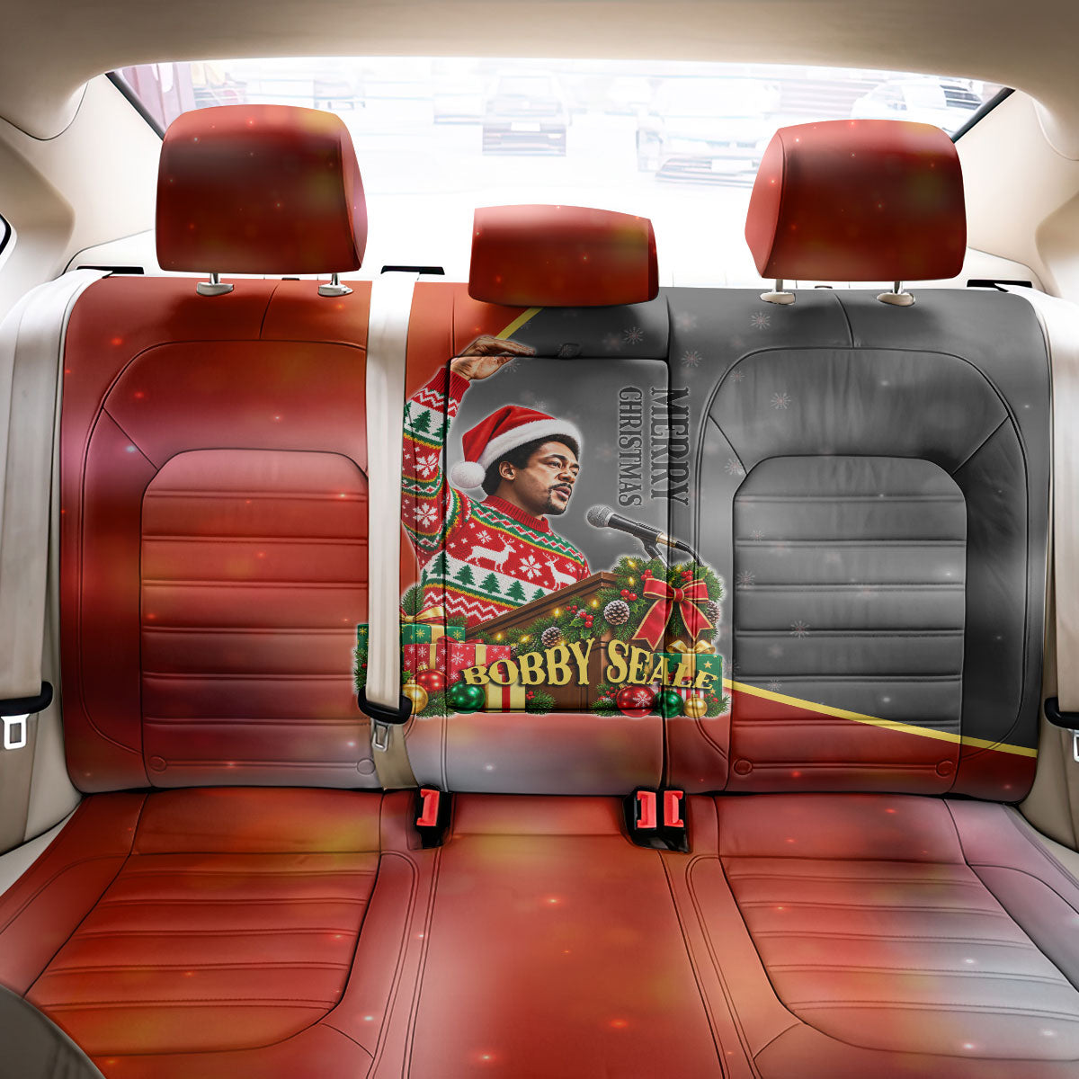 Bobby Seale Merry Christmas Back Car Seat Cover Civil Rights Activist Festive Winter Holiday Art