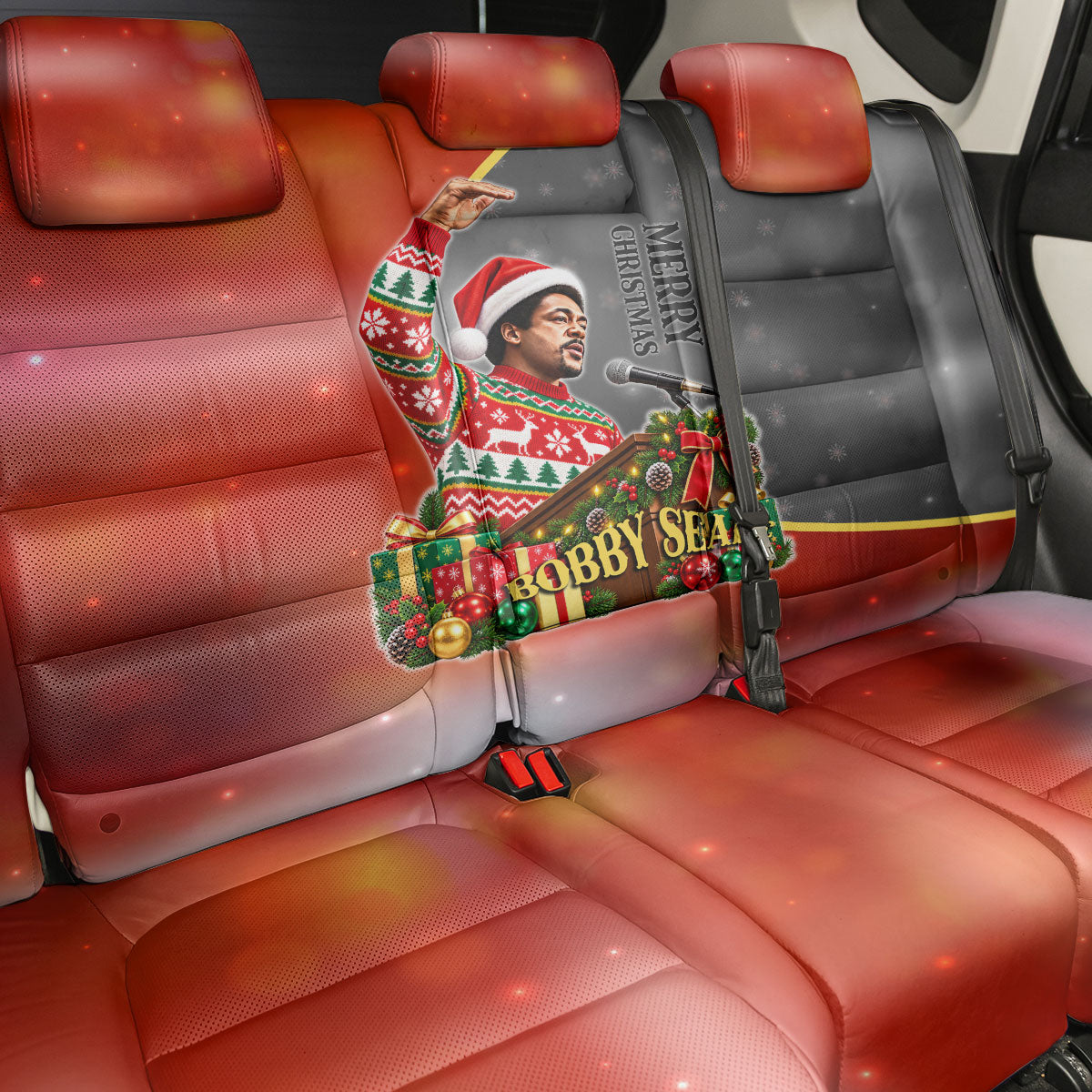 Bobby Seale Merry Christmas Back Car Seat Cover Civil Rights Activist Festive Winter Holiday Art