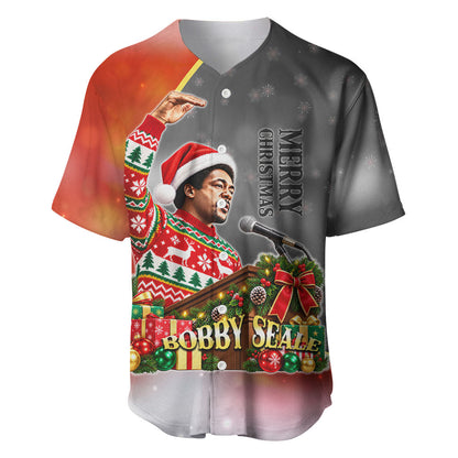 Bobby Seale Merry Christmas Baseball Jersey Civil Rights Activist Festive Winter Holiday Art