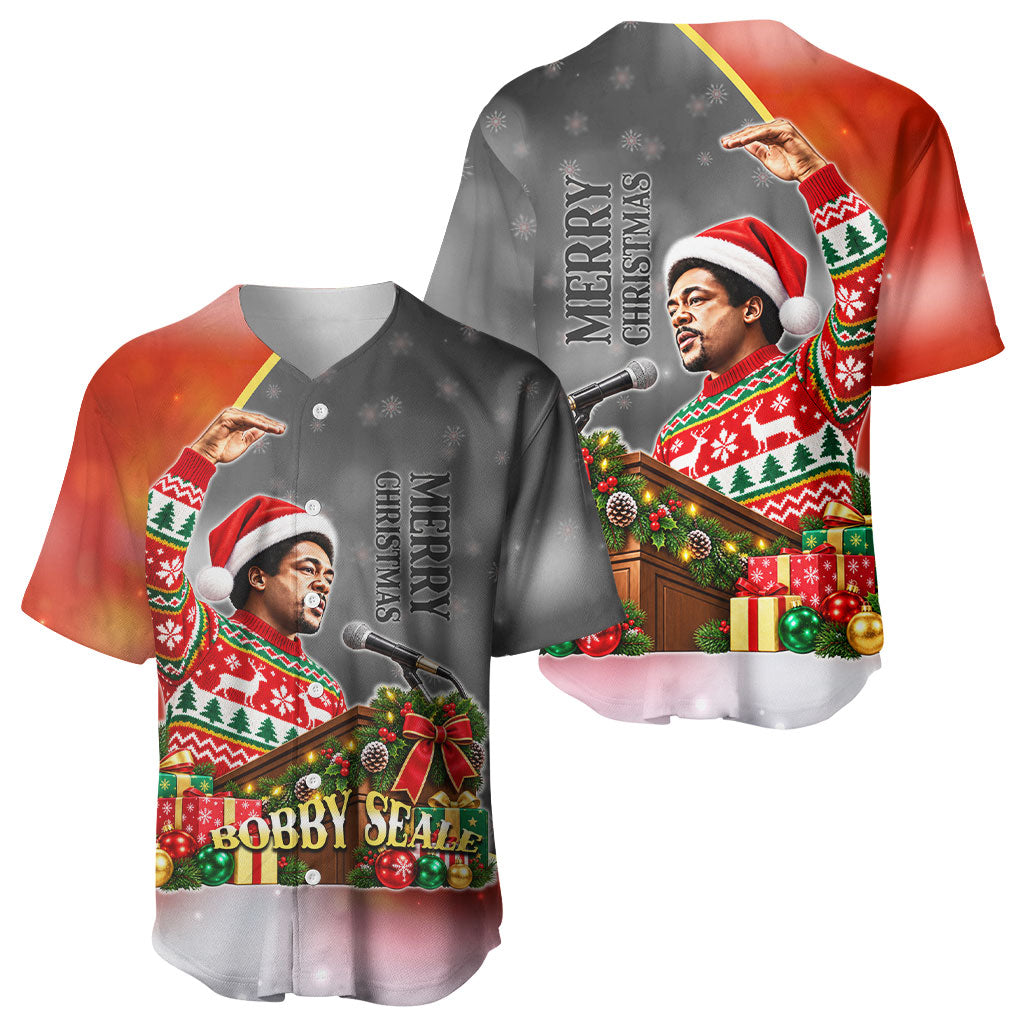 Bobby Seale Merry Christmas Baseball Jersey Civil Rights Activist Festive Winter Holiday Art