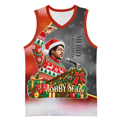 Bobby Seale Merry Christmas Basketball Jersey Civil Rights Activist Festive Winter Holiday Art