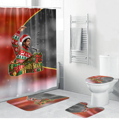 Bobby Seale Merry Christmas Bathroom Set Civil Rights Activist Festive Winter Holiday Art