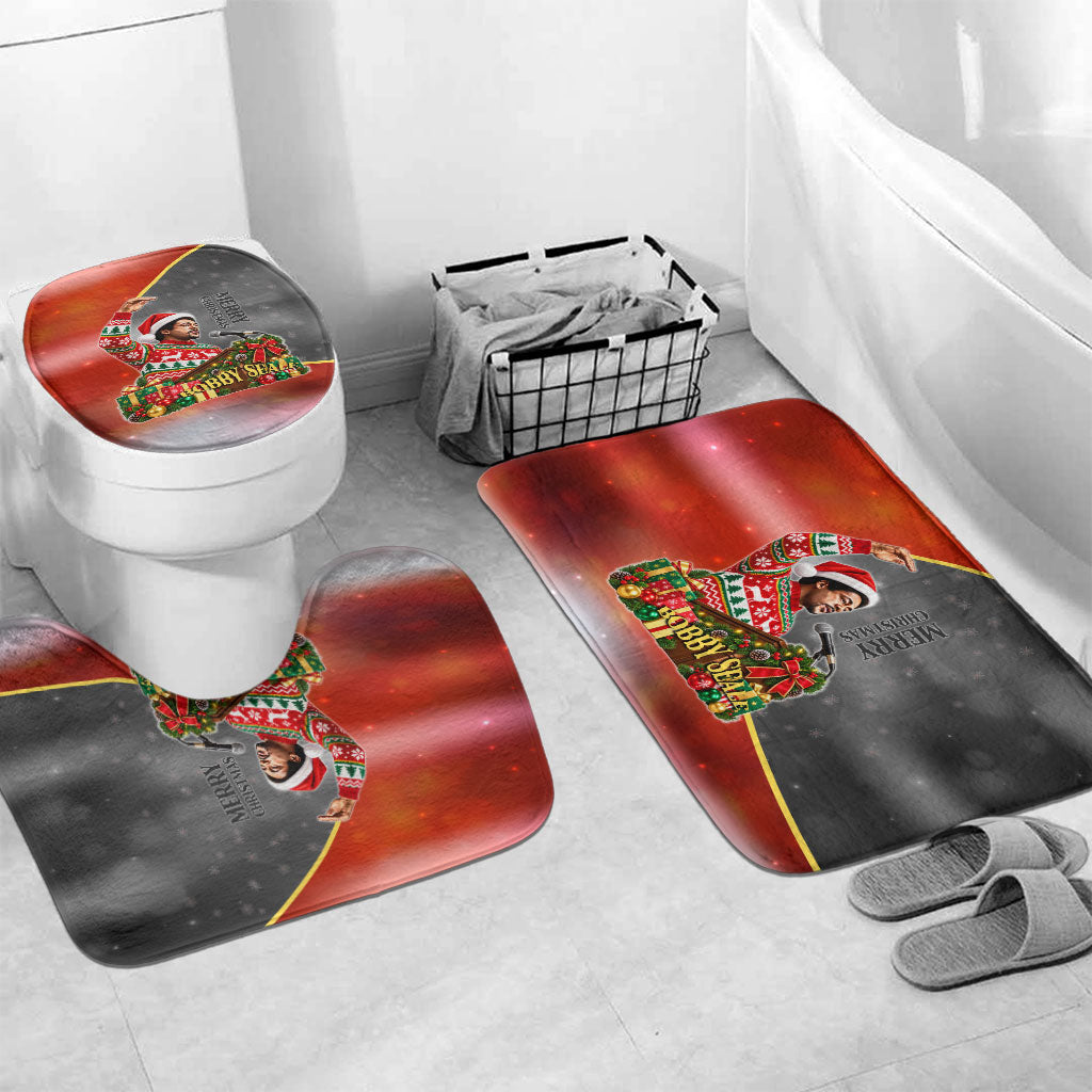 Bobby Seale Merry Christmas Bathroom Set Civil Rights Activist Festive Winter Holiday Art