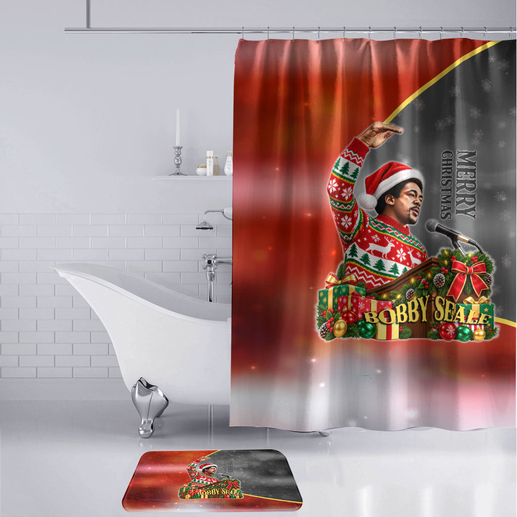 Bobby Seale Merry Christmas Bathroom Set Civil Rights Activist Festive Winter Holiday Art