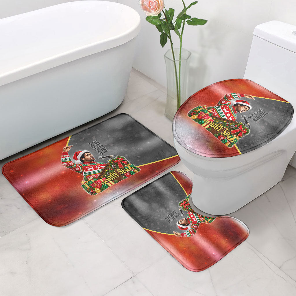 Bobby Seale Merry Christmas Bathroom Set Civil Rights Activist Festive Winter Holiday Art