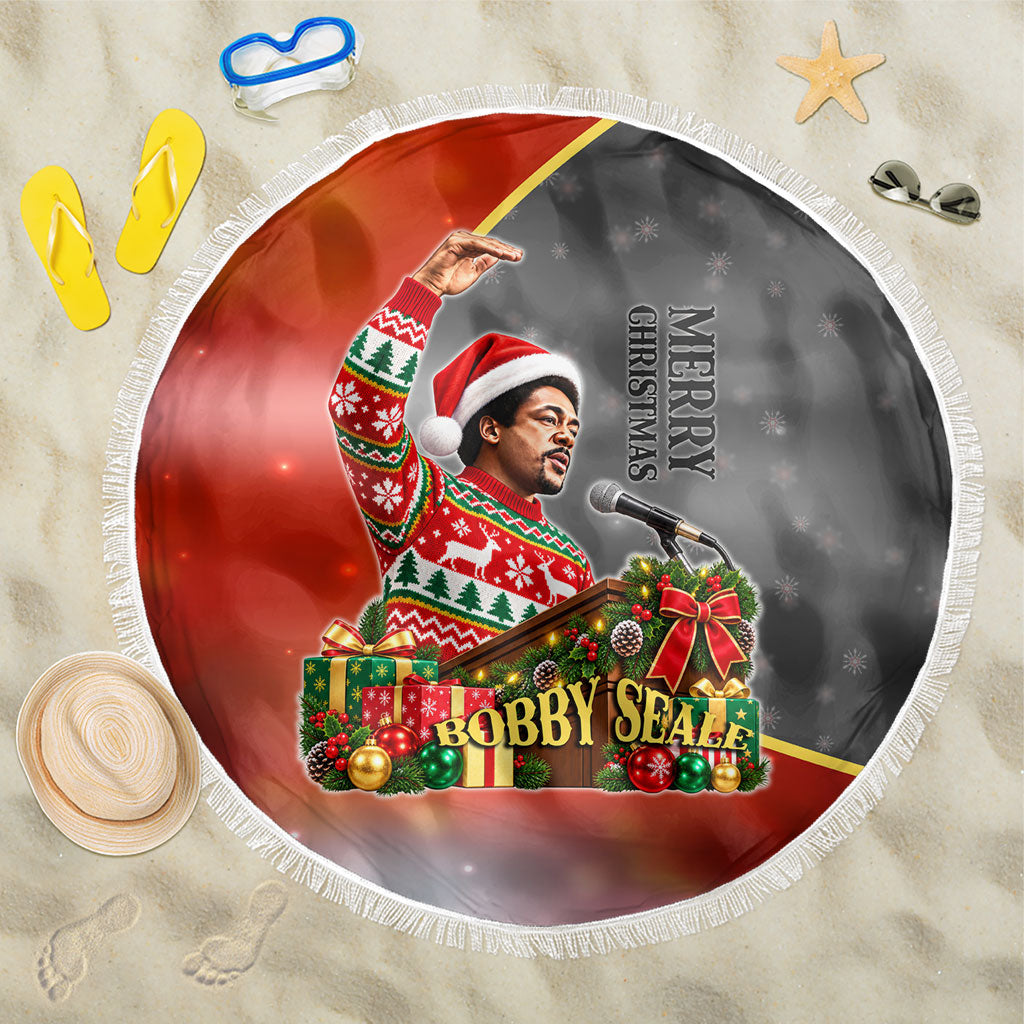 Bobby Seale Merry Christmas Beach Blanket Civil Rights Activist Festive Winter Holiday Art