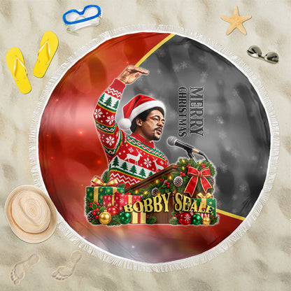 Bobby Seale Merry Christmas Beach Blanket Civil Rights Activist Festive Winter Holiday Art