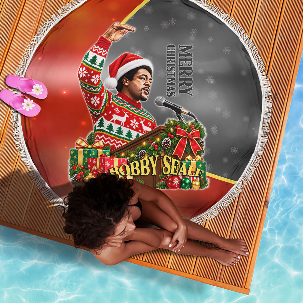 Bobby Seale Merry Christmas Beach Blanket Civil Rights Activist Festive Winter Holiday Art