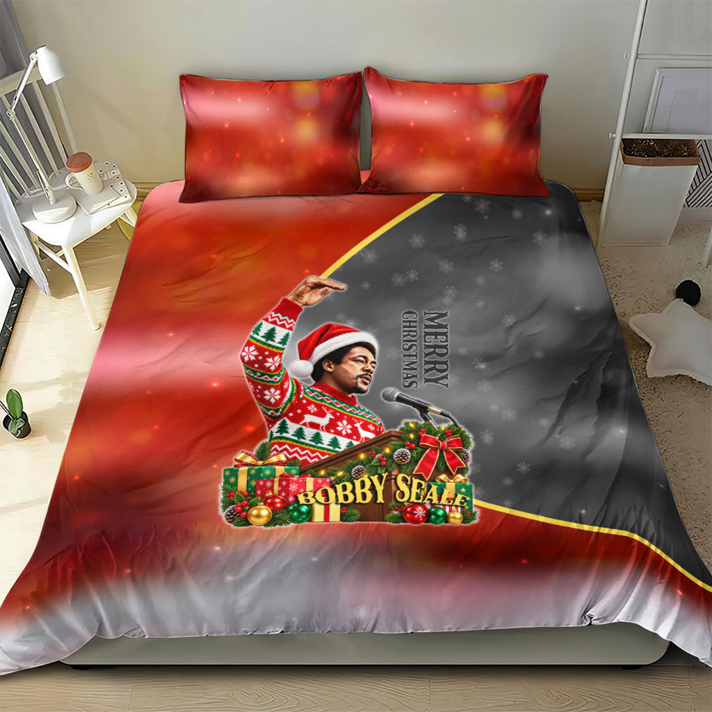 Bobby Seale Merry Christmas Bedding Set Civil Rights Activist Festive Winter Holiday Art