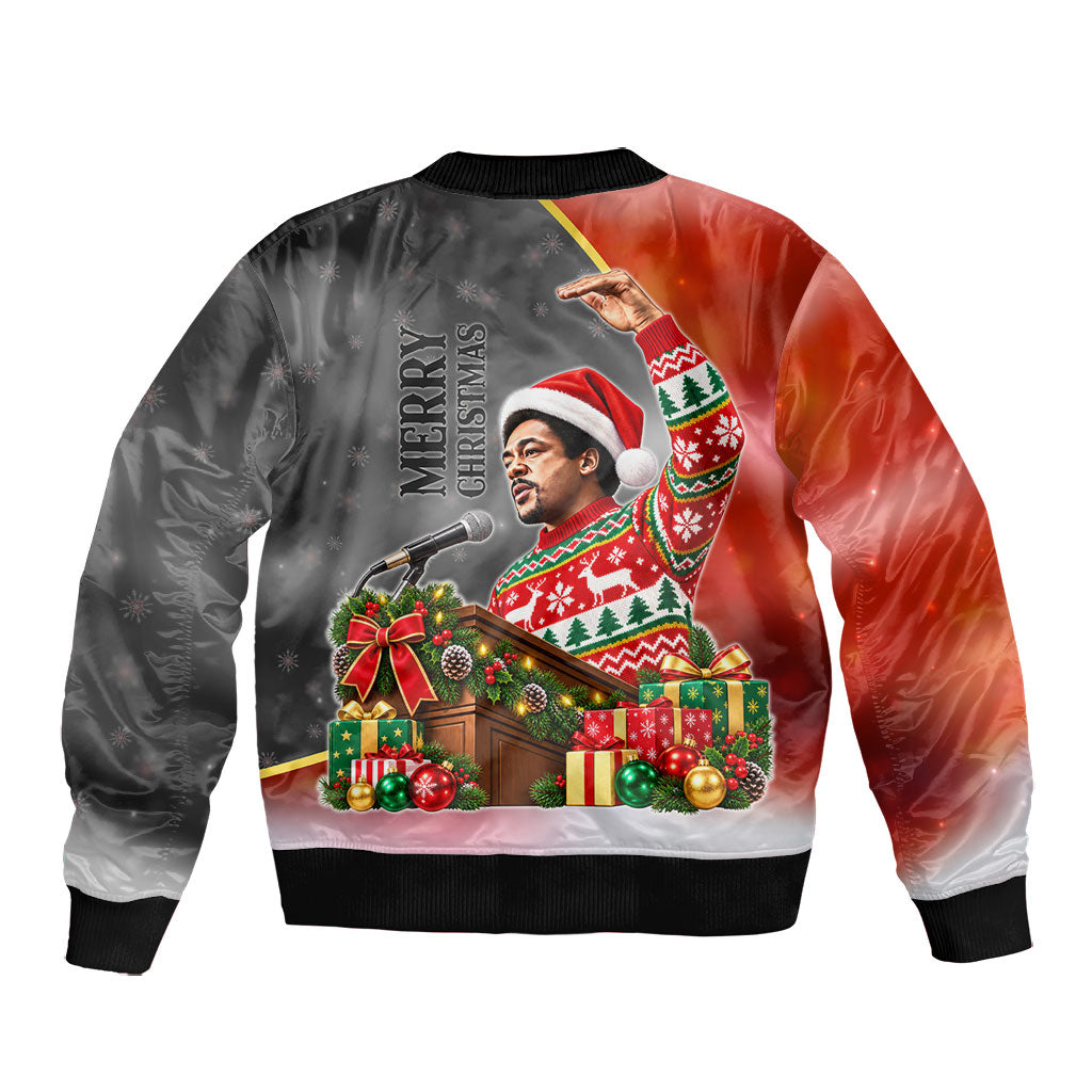 Bobby Seale Merry Christmas Bomber Jacket Civil Rights Activist Festive Winter Holiday Art