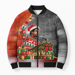 Bobby Seale Merry Christmas Bomber Puffer Jacket Civil Rights Activist Festive Winter Holiday Art