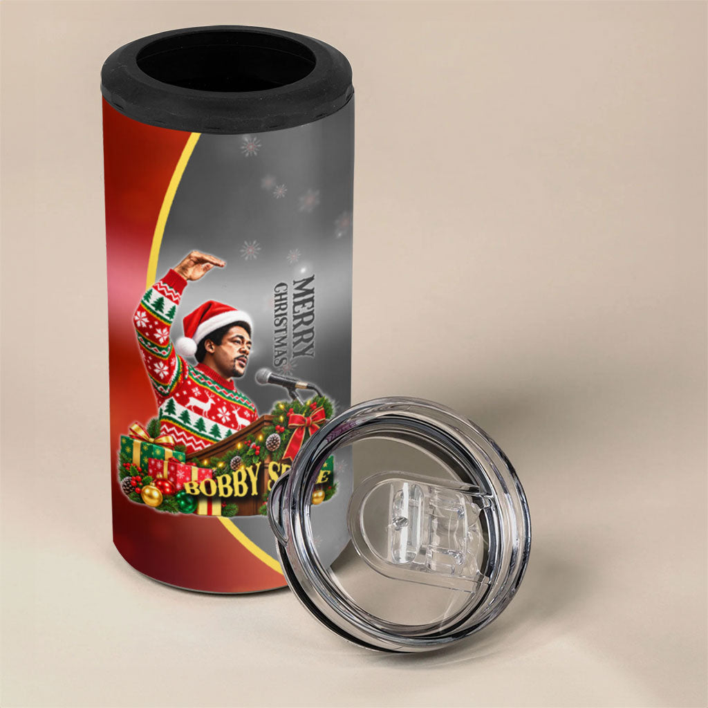 Bobby Seale Merry Christmas 4 in 1 Can Cooler Tumbler Civil Rights Activist Festive Winter Holiday Art