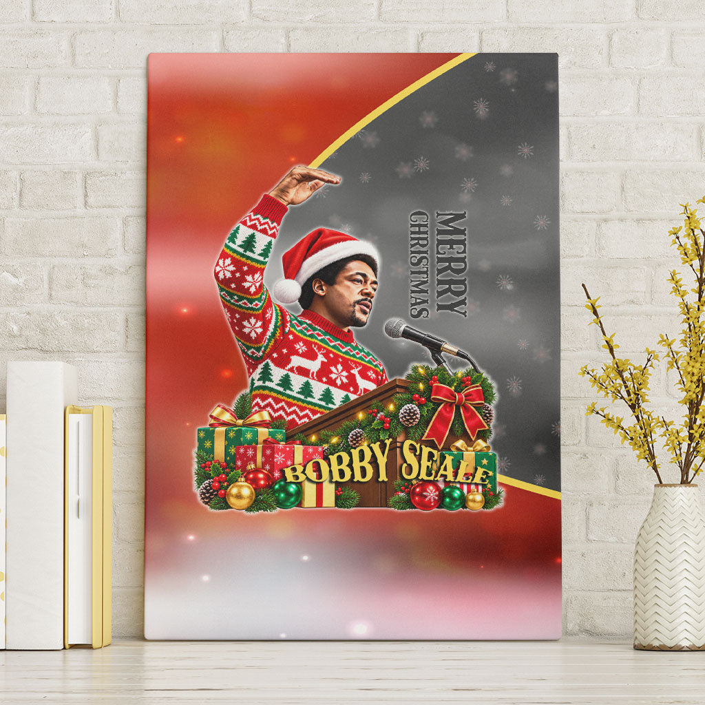 Bobby Seale Merry Christmas Canvas Wall Art Civil Rights Activist Festive Winter Holiday Art
