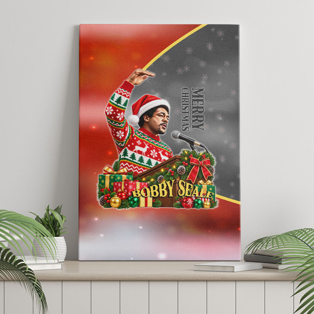 Bobby Seale Merry Christmas Canvas Wall Art Civil Rights Activist Festive Winter Holiday Art
