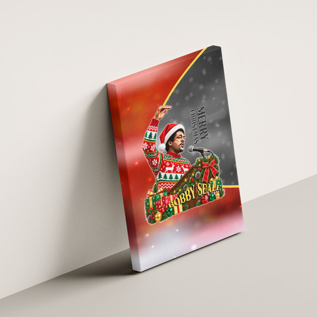 Bobby Seale Merry Christmas Canvas Wall Art Civil Rights Activist Festive Winter Holiday Art