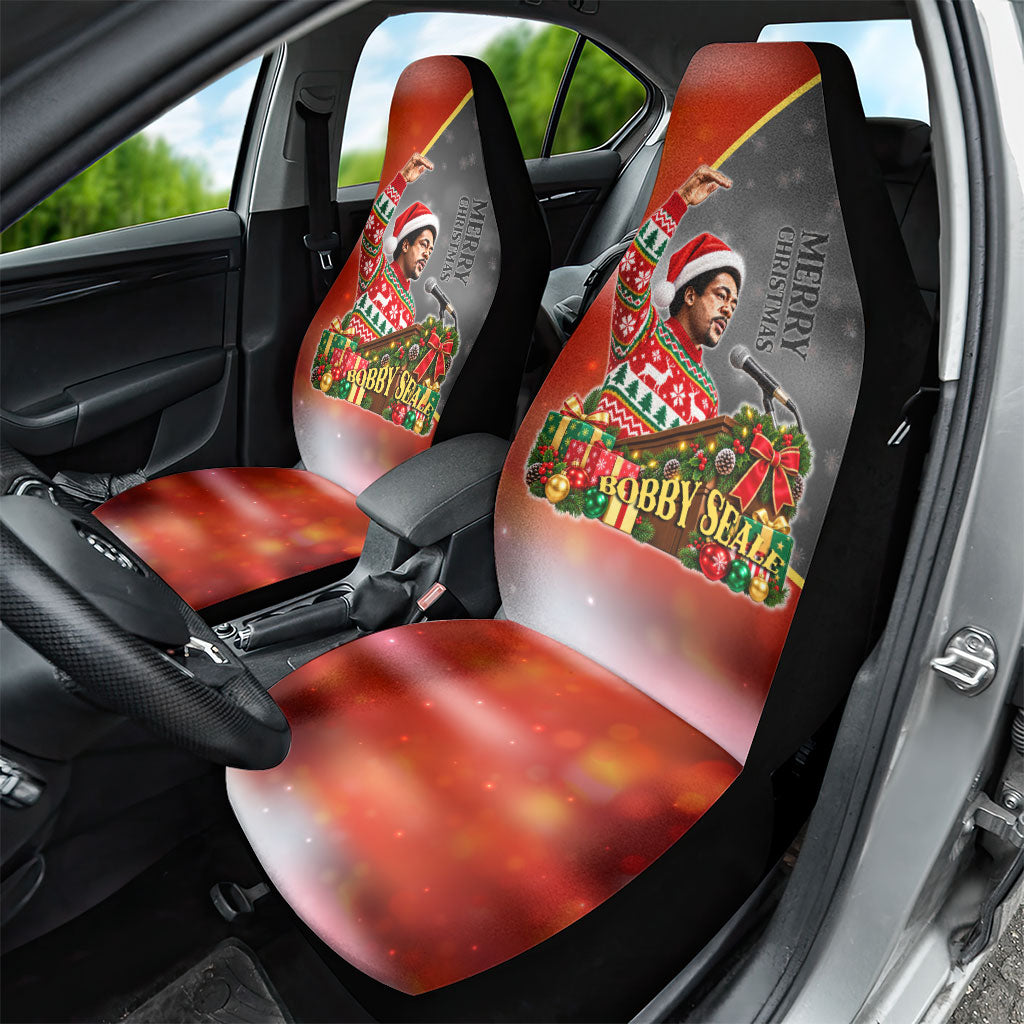 Bobby Seale Merry Christmas Car Seat Cover Civil Rights Activist Festive Winter Holiday Art