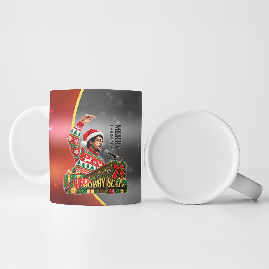 Bobby Seale Merry Christmas Ceramic Mug Civil Rights Activist Festive Winter Holiday Art