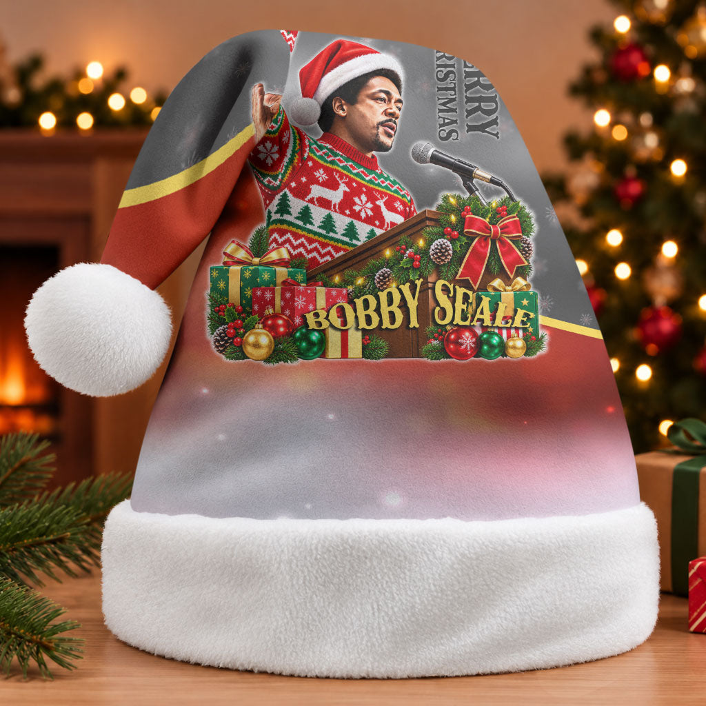 Bobby Seale Merry Christmas Santa Hat Civil Rights Activist Festive Winter Holiday Art