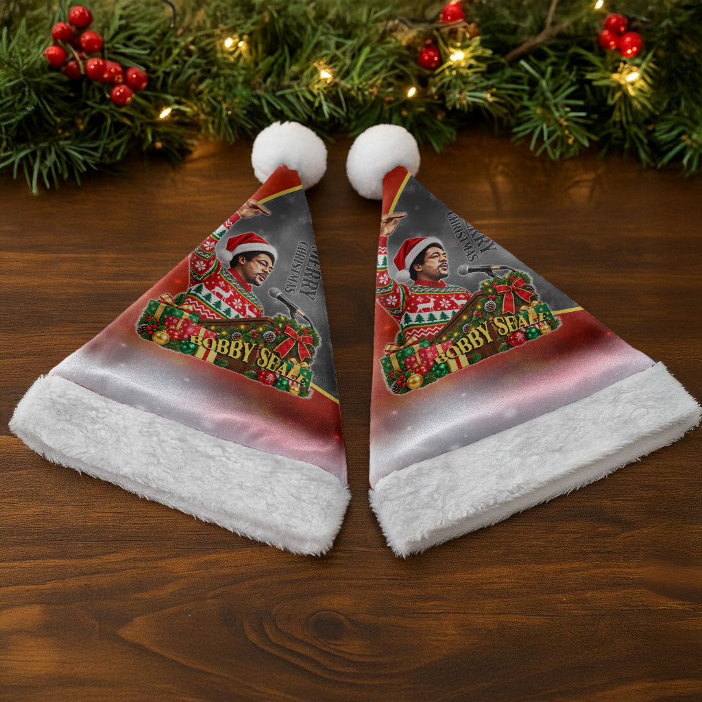 Bobby Seale Merry Christmas Santa Hat Civil Rights Activist Festive Winter Holiday Art