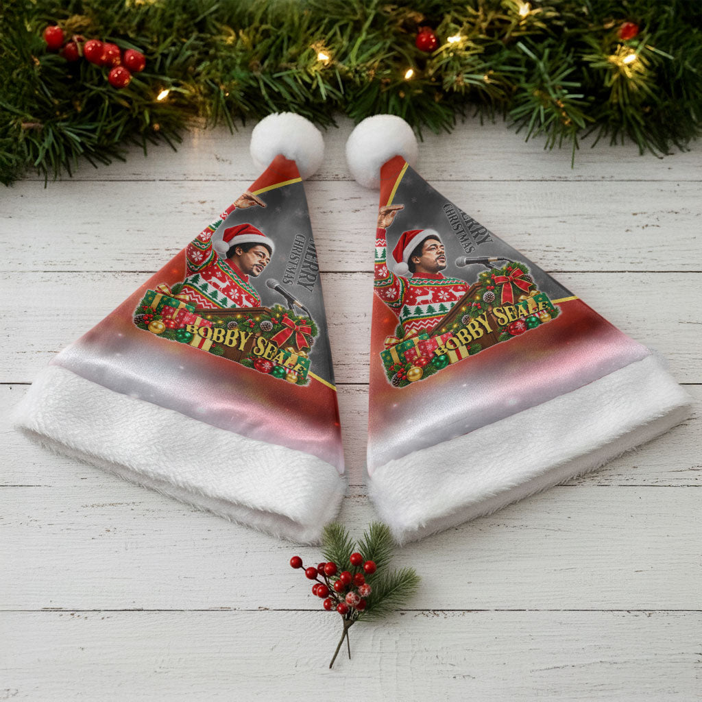 Bobby Seale Merry Christmas Santa Hat Civil Rights Activist Festive Winter Holiday Art