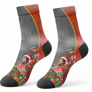 Bobby Seale Merry Christmas Crew Socks Civil Rights Activist Festive Winter Holiday Art