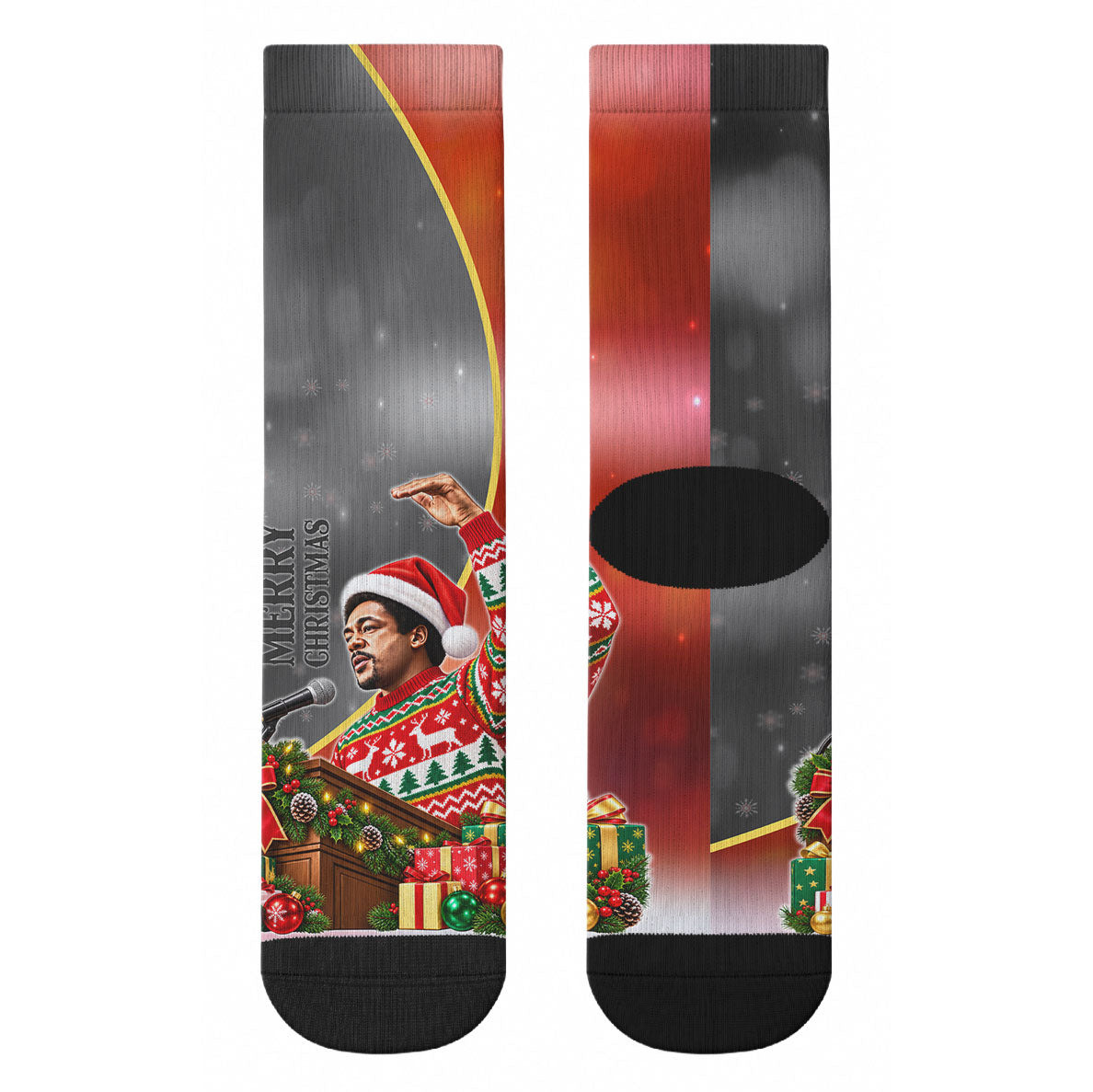 Bobby Seale Merry Christmas Crew Socks Civil Rights Activist Festive Winter Holiday Art