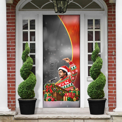Bobby Seale Merry Christmas Door Cover Civil Rights Activist Festive Winter Holiday Art