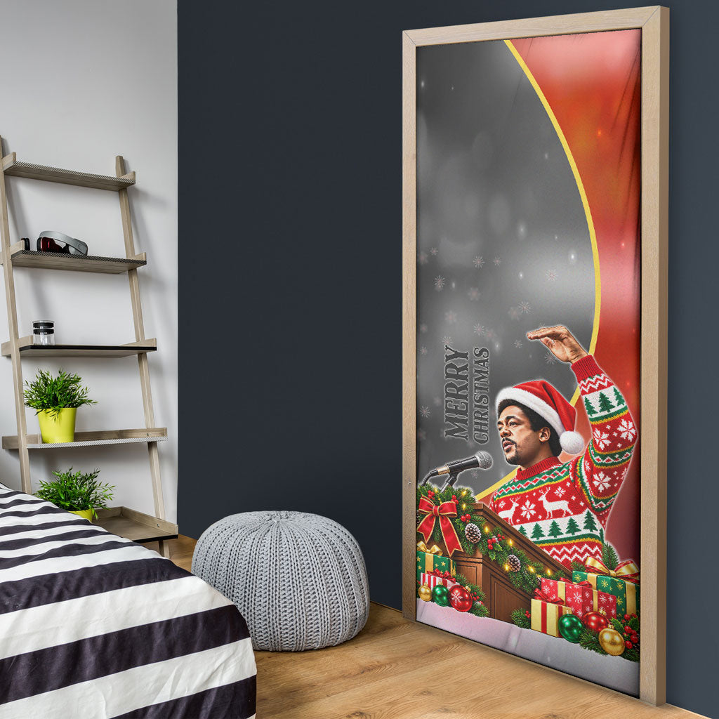 Bobby Seale Merry Christmas Door Cover Civil Rights Activist Festive Winter Holiday Art