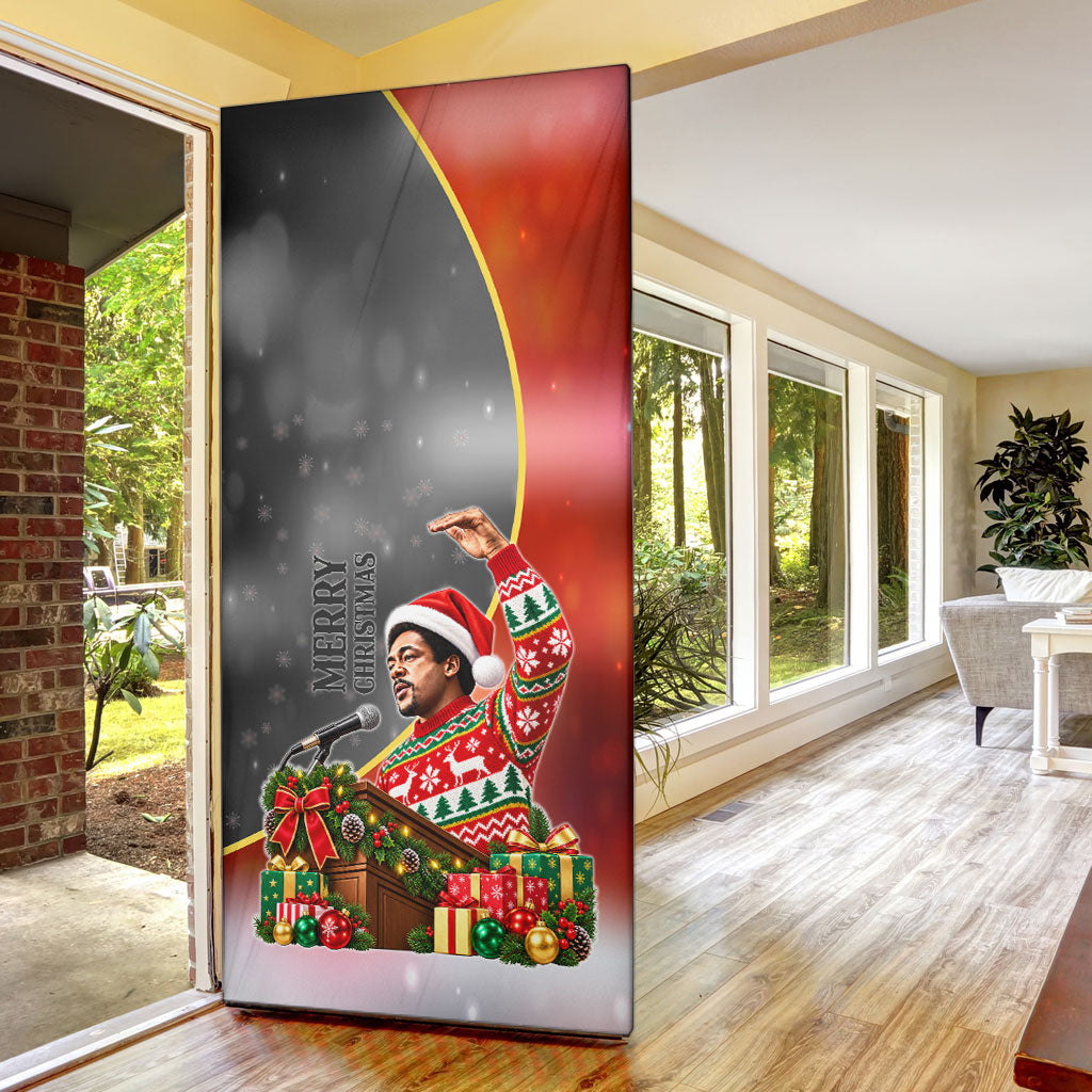 Bobby Seale Merry Christmas Door Cover Civil Rights Activist Festive Winter Holiday Art