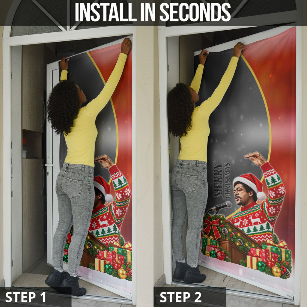 Bobby Seale Merry Christmas Door Cover Civil Rights Activist Festive Winter Holiday Art
