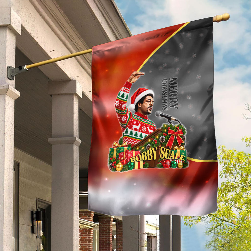 Bobby Seale Merry Christmas Garden Flag Civil Rights Activist Festive Winter Holiday Art
