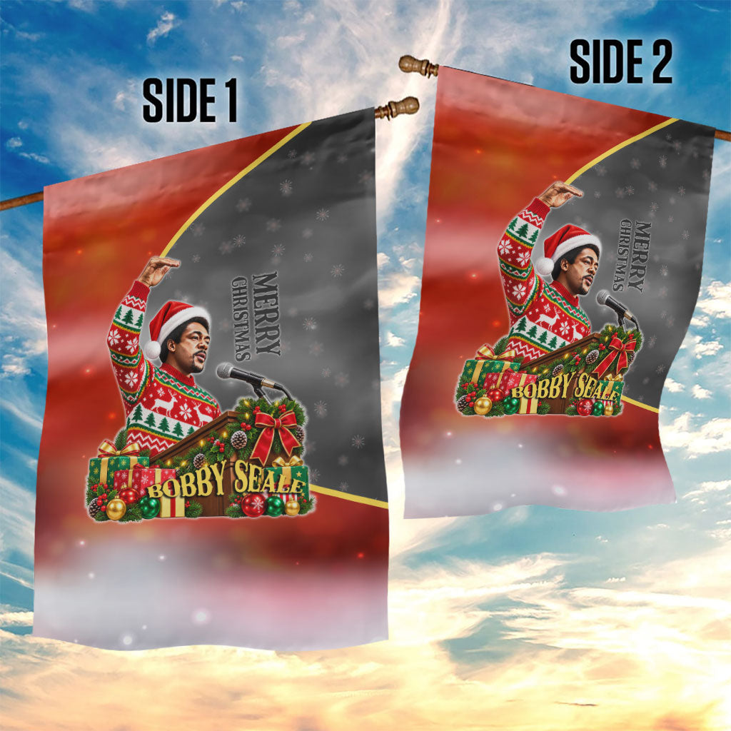 Bobby Seale Merry Christmas Garden Flag Civil Rights Activist Festive Winter Holiday Art