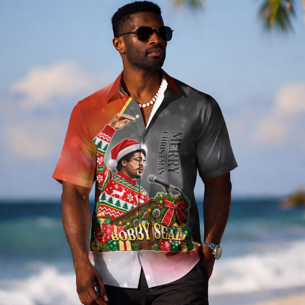 Bobby Seale Merry Christmas Hawaiian Shirt Civil Rights Activist Festive Winter Holiday Art