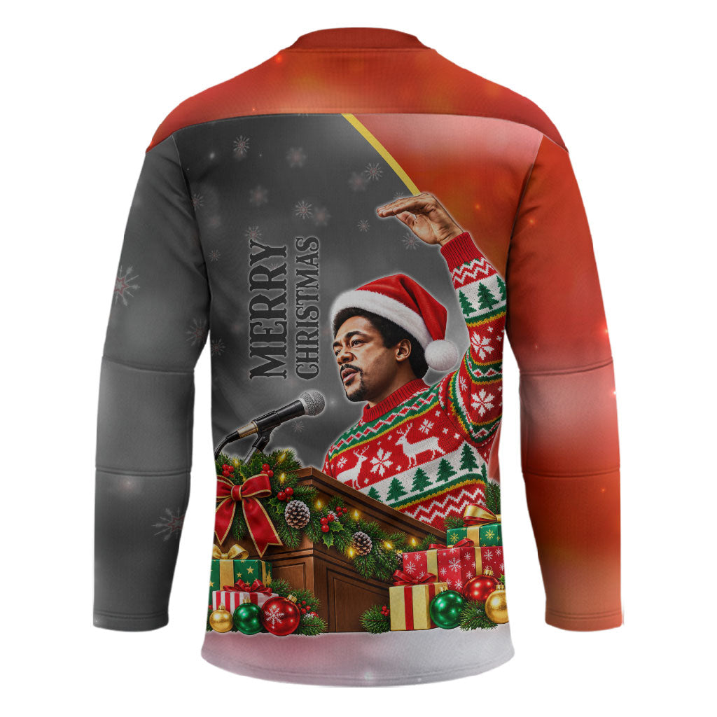Bobby Seale Merry Christmas Hockey Jersey Civil Rights Activist Festive Winter Holiday Art