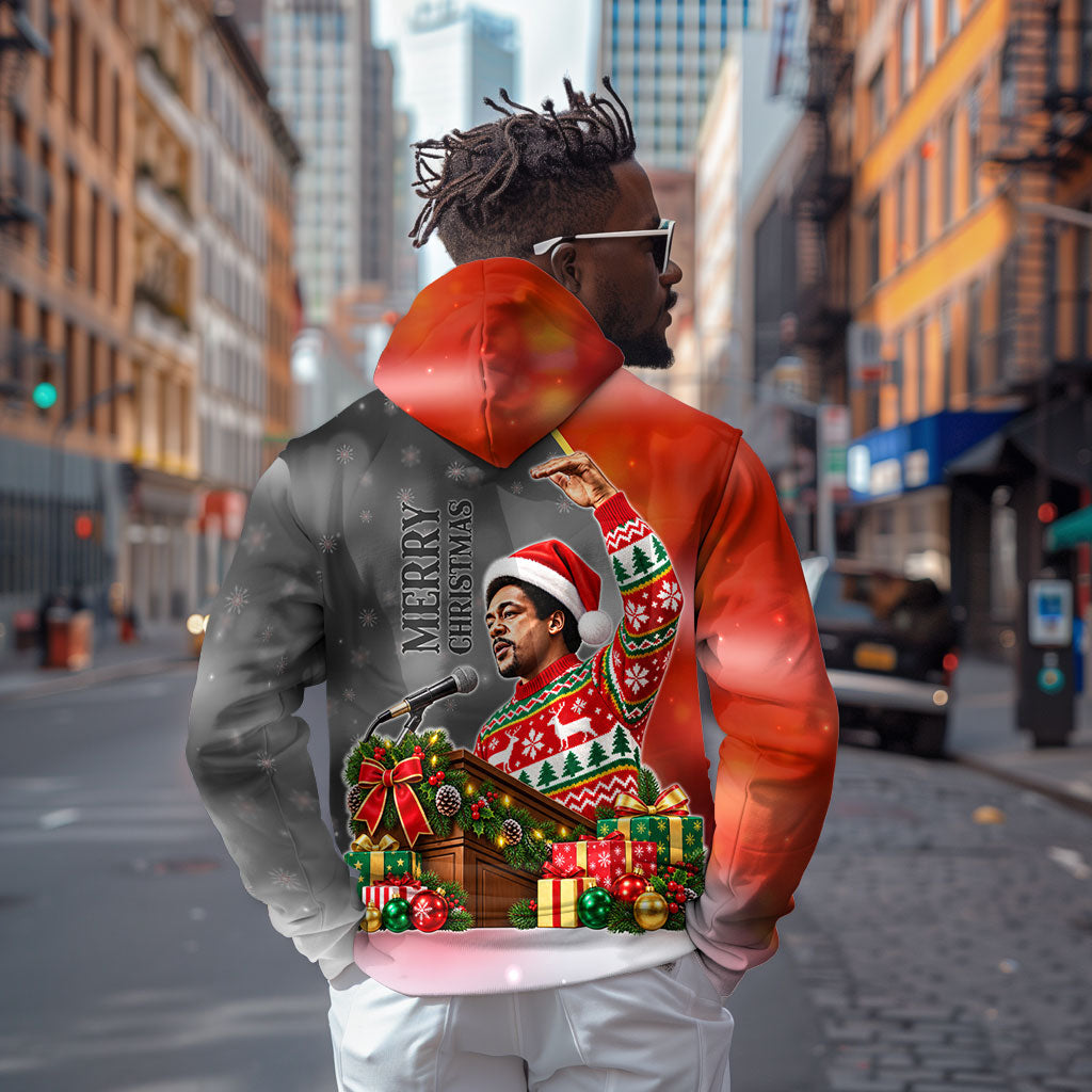 Bobby Seale Merry Christmas Hoodie Civil Rights Activist Festive Winter Holiday Art