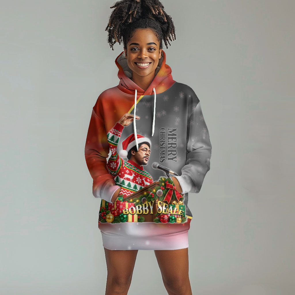 Bobby Seale Merry Christmas Hoodie Dress Civil Rights Activist Festive Winter Holiday Art
