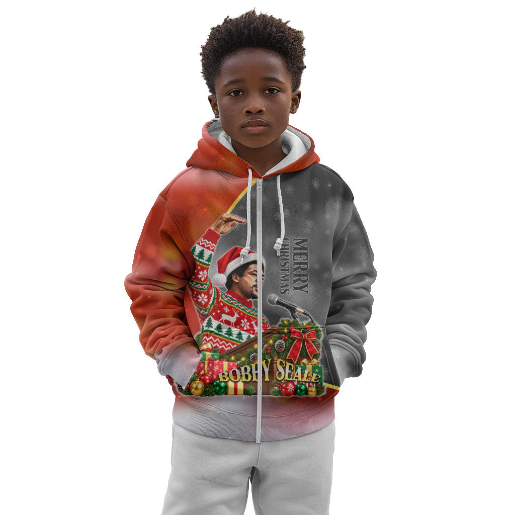 Bobby Seale Merry Christmas Kid Hoodie Civil Rights Activist Festive Winter Holiday Art
